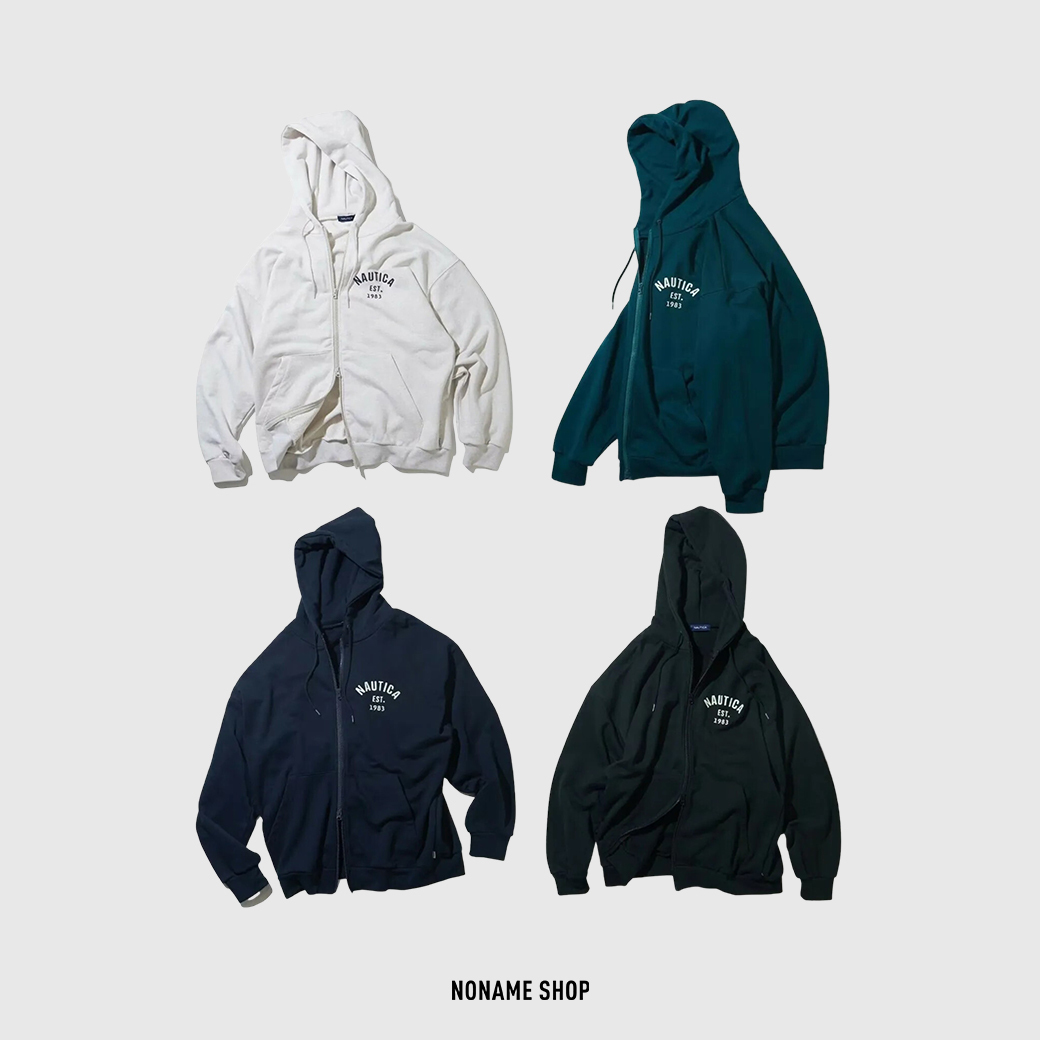 NAUTICA FELT PATCH ARCH LOGO FULL ZIP SWEAT HOODIE 小LOGO 外套 四色 (男款)