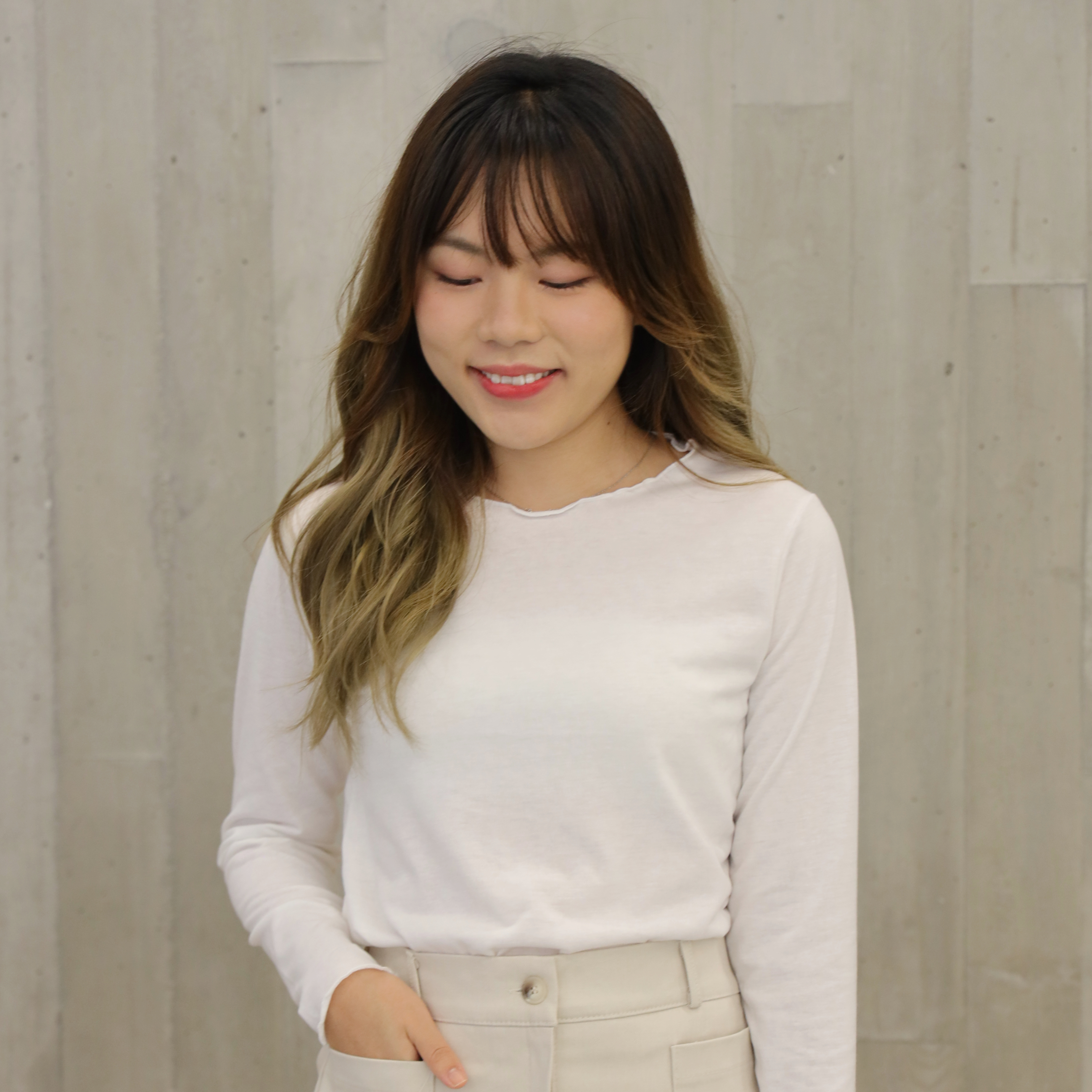 ✨||TOP415||柔和軟綿純色曲邊長袖TOP