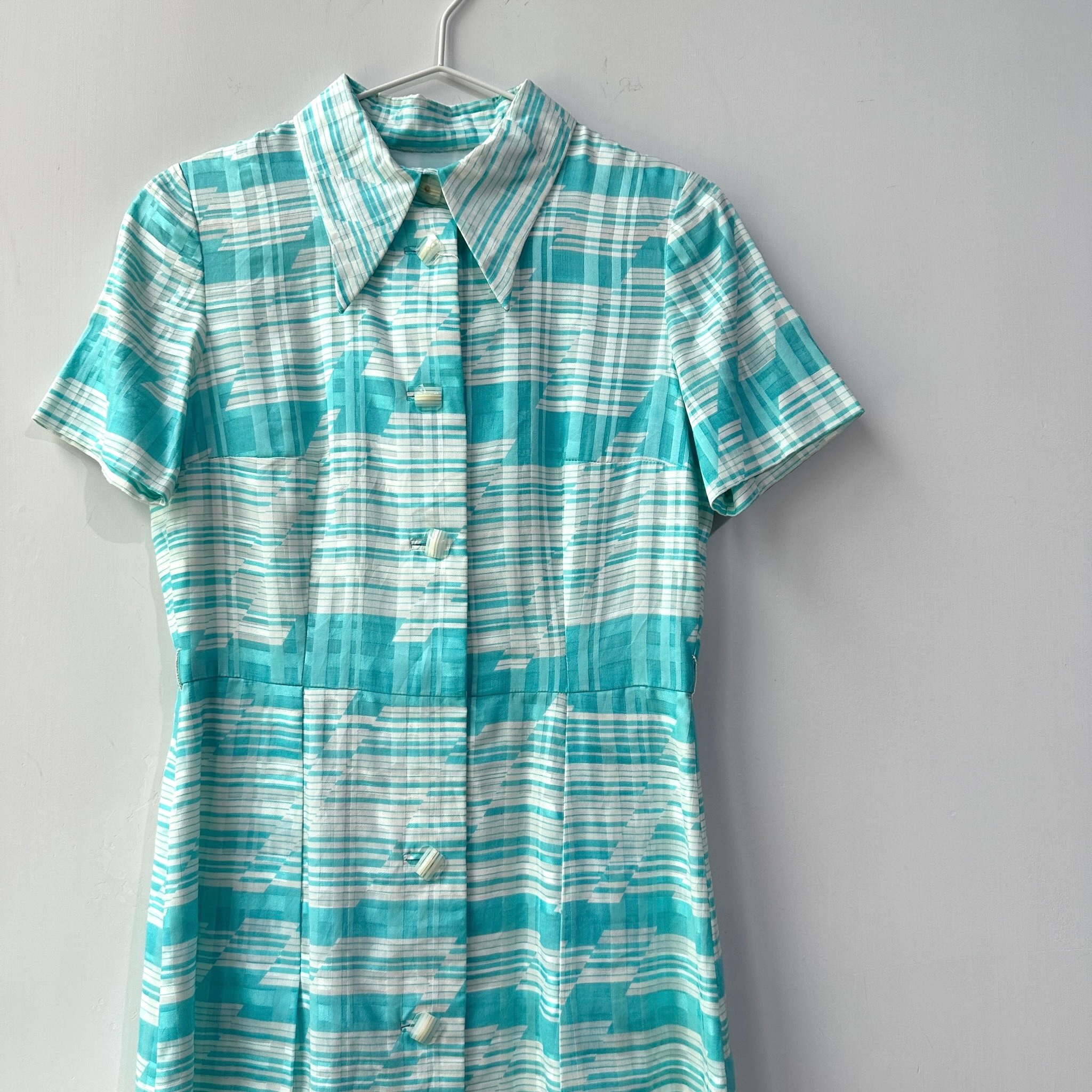 天藍雲朵感線條連身裙