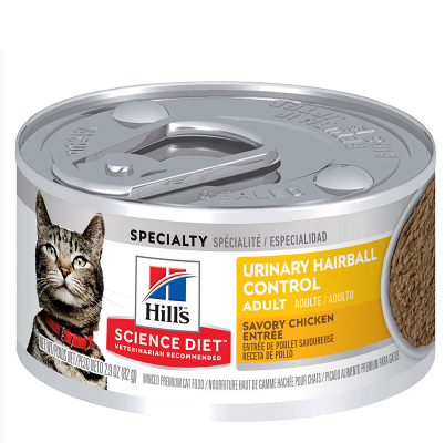 Hill's|Adult Urinary Hairball Control Savory Chicken Entrée 2.9oz|24 cans