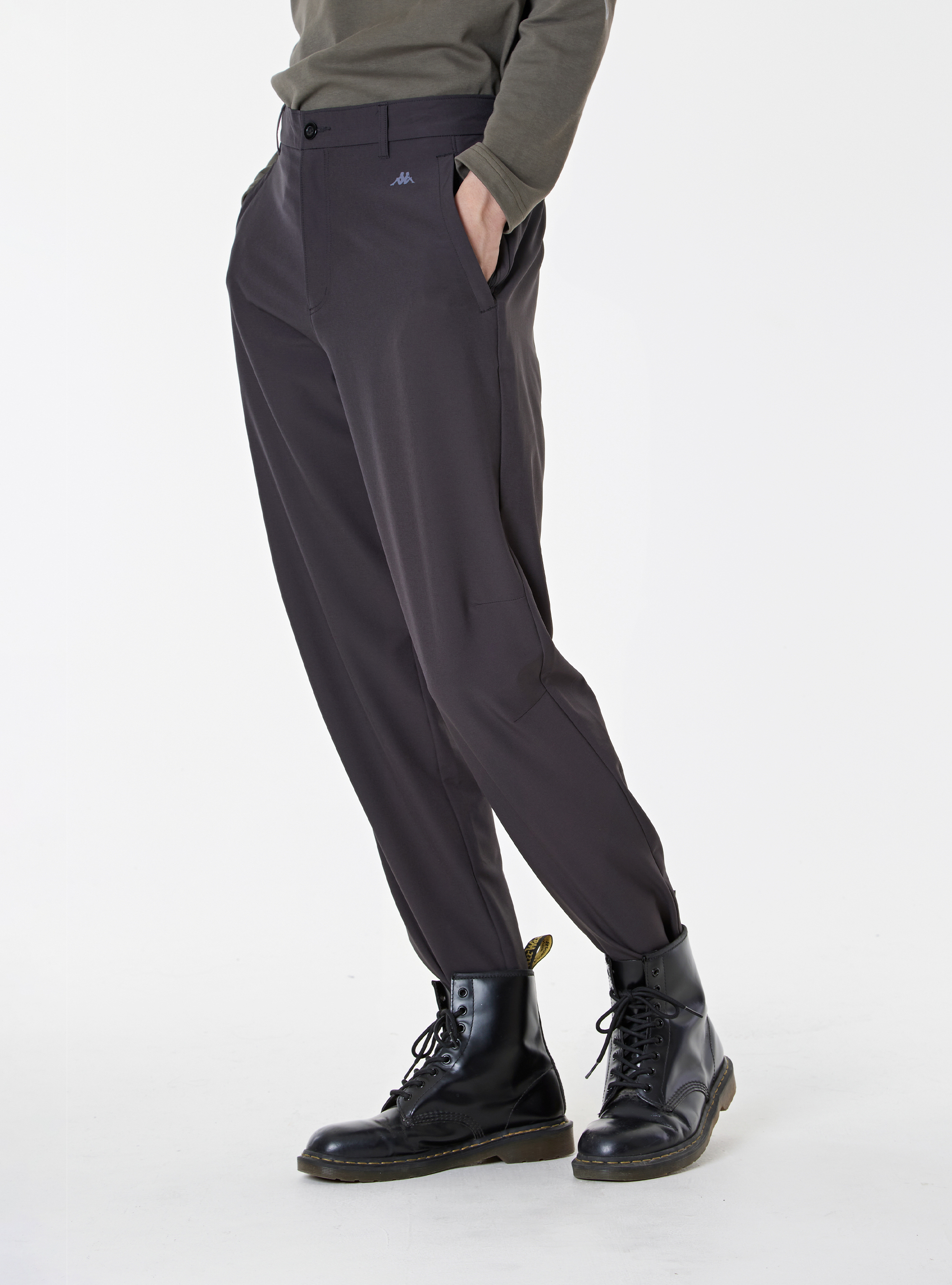 男女適穿 抗UV後鬆緊腰頭直筒長褲