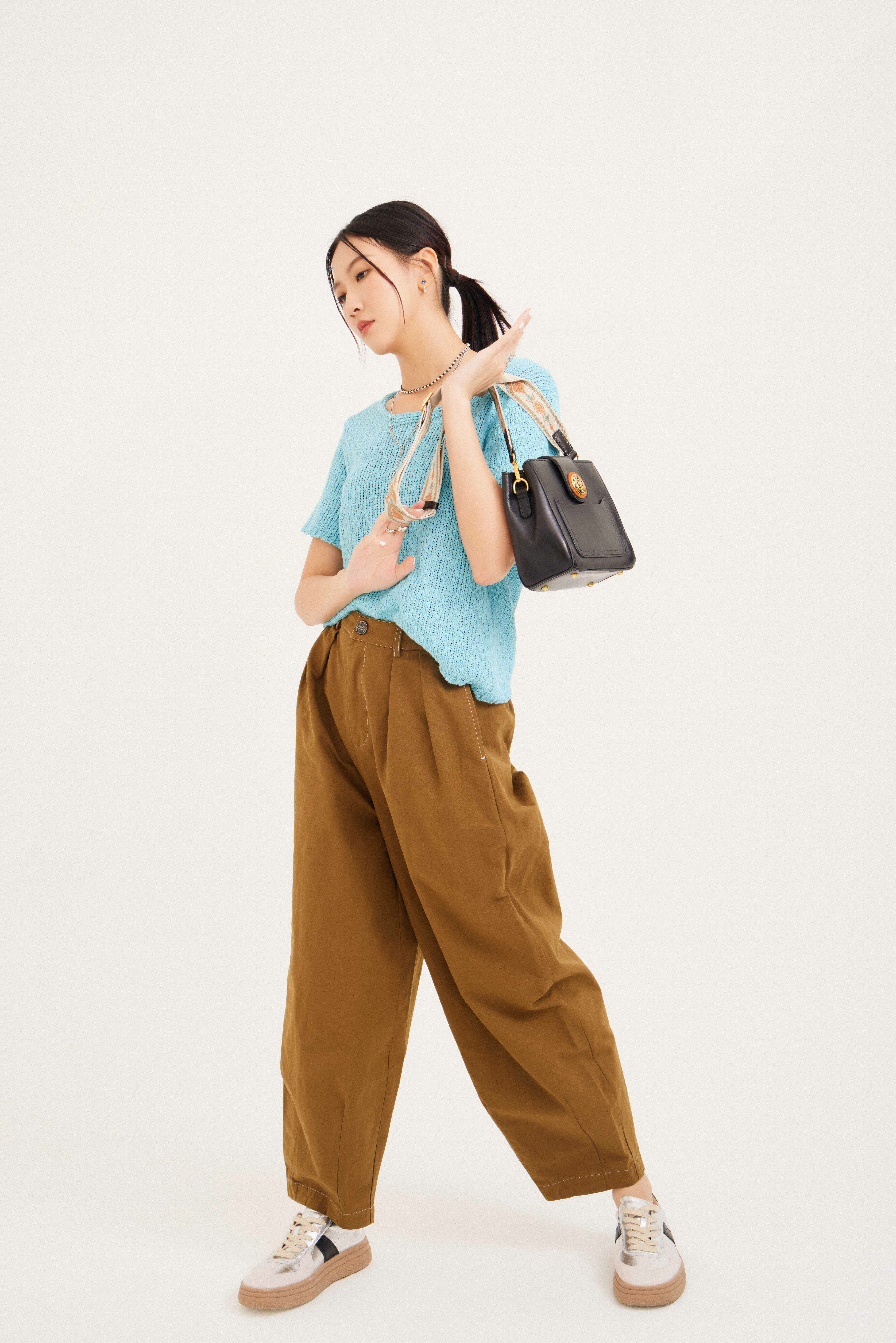 中性型格寬腿斜布褲（現貨款式）