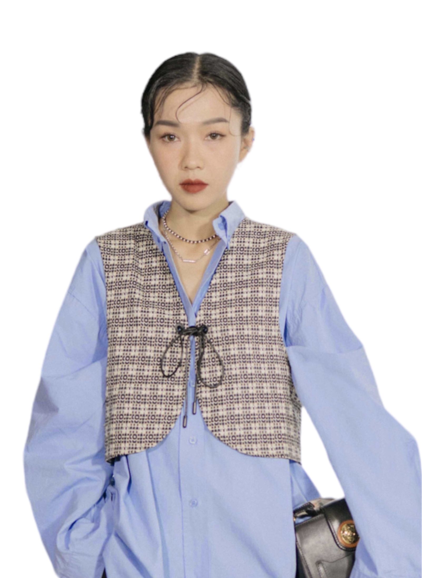 民族格綁繩短背心（現貨款式）