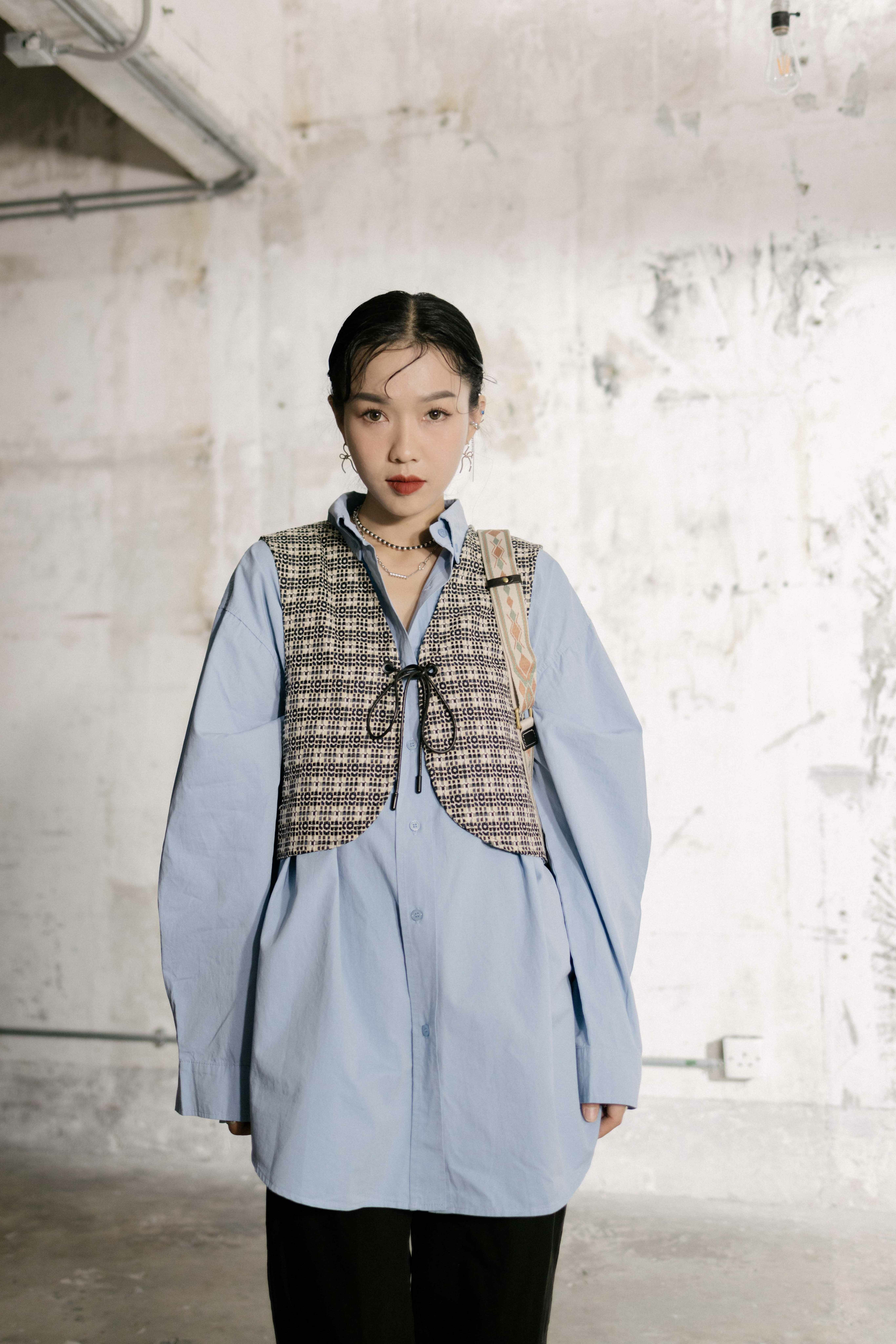 民族格綁繩短背心（現貨款式）