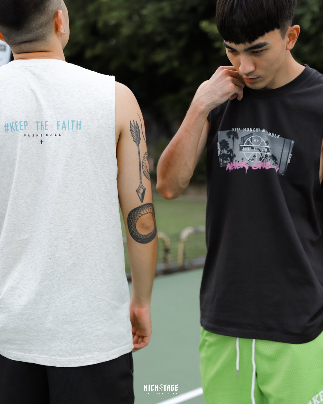 #KEEP KEEP THE FAITH 黑 燕麥灰 閃電微笑 保持信念 籃球 邁阿密海灘斷肩 背心【KS183-BK】【KS183-MT】