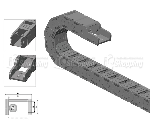 15x40半封閉內開R48尼龍拖鏈 拖鏈接頭