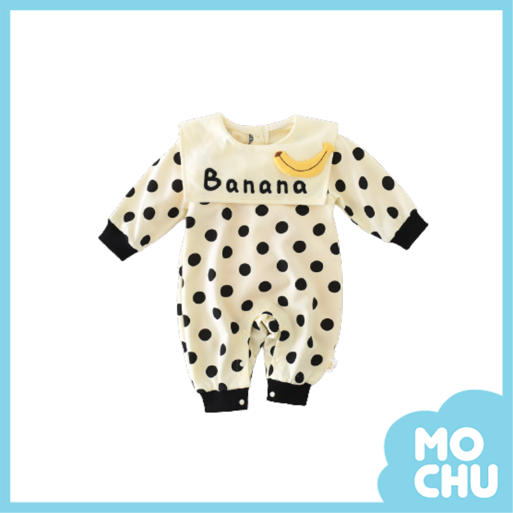 Banana香蕉波點長袖連身衣