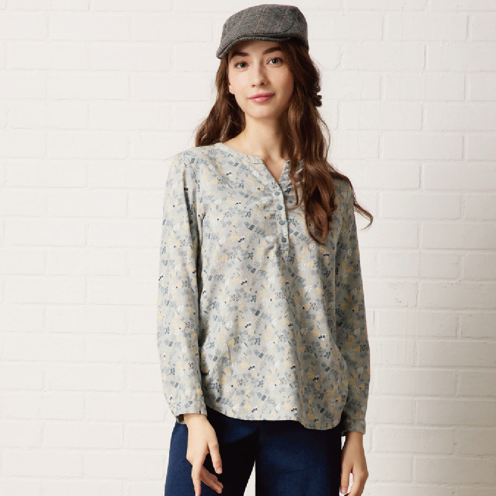 PIPPY百搭經典印花棉質長袖上衣 綠