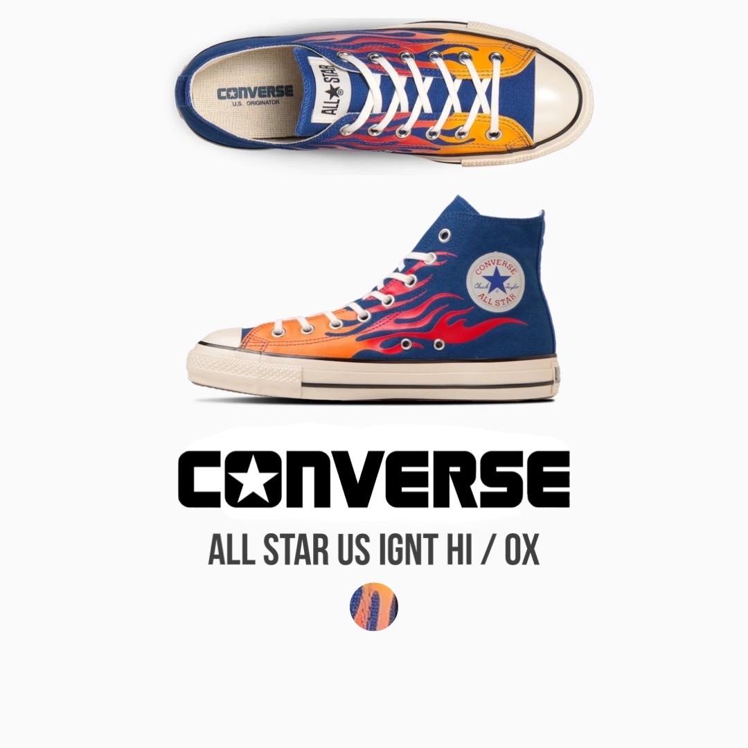 31310310日本CONVERSE ALL STAR US IGNT HI / OX 藍色火焰高/ 低筒