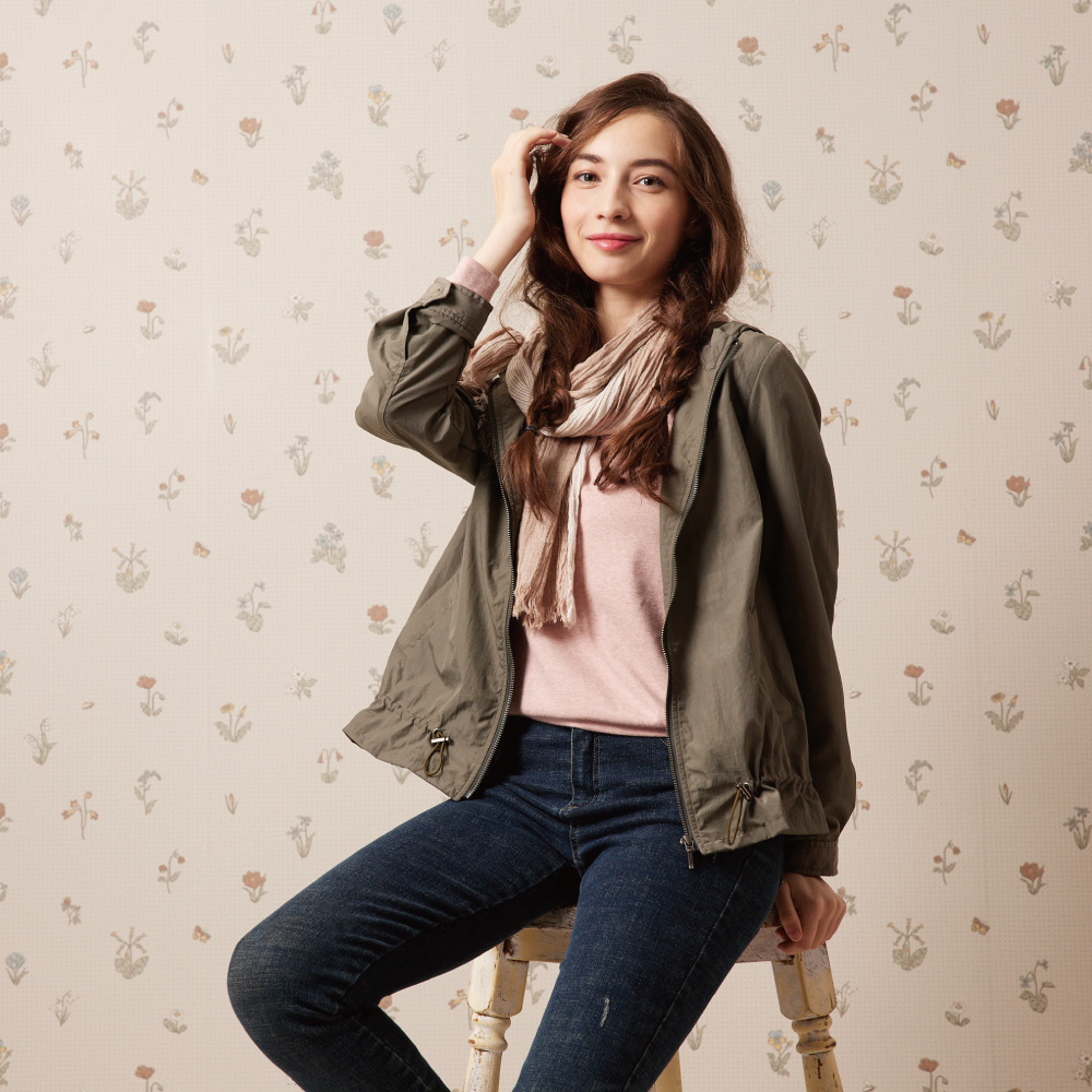 PIPPY素色休閒連帽風衣外套 綠