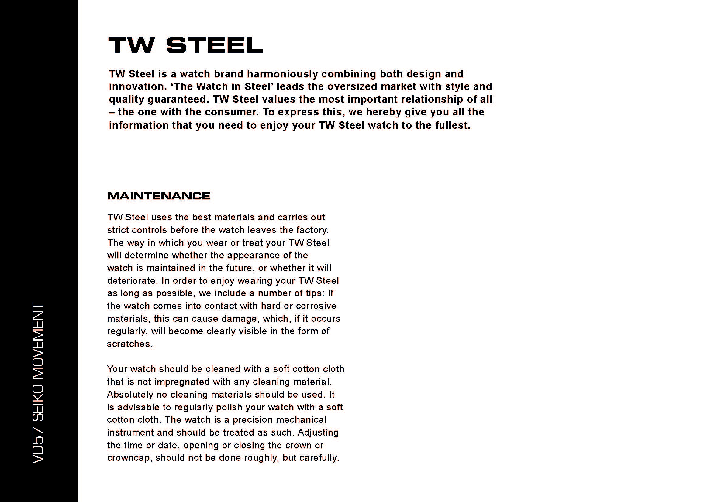 TW STEEL 操作說明書｜Seiko VD57 石英機芯