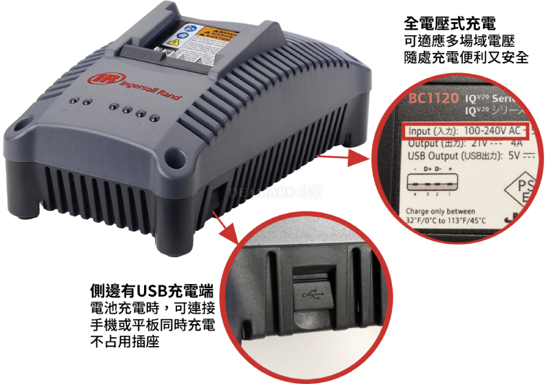 Ingersoll Rand 超薄型90度直角充電式衝擊4分扳手