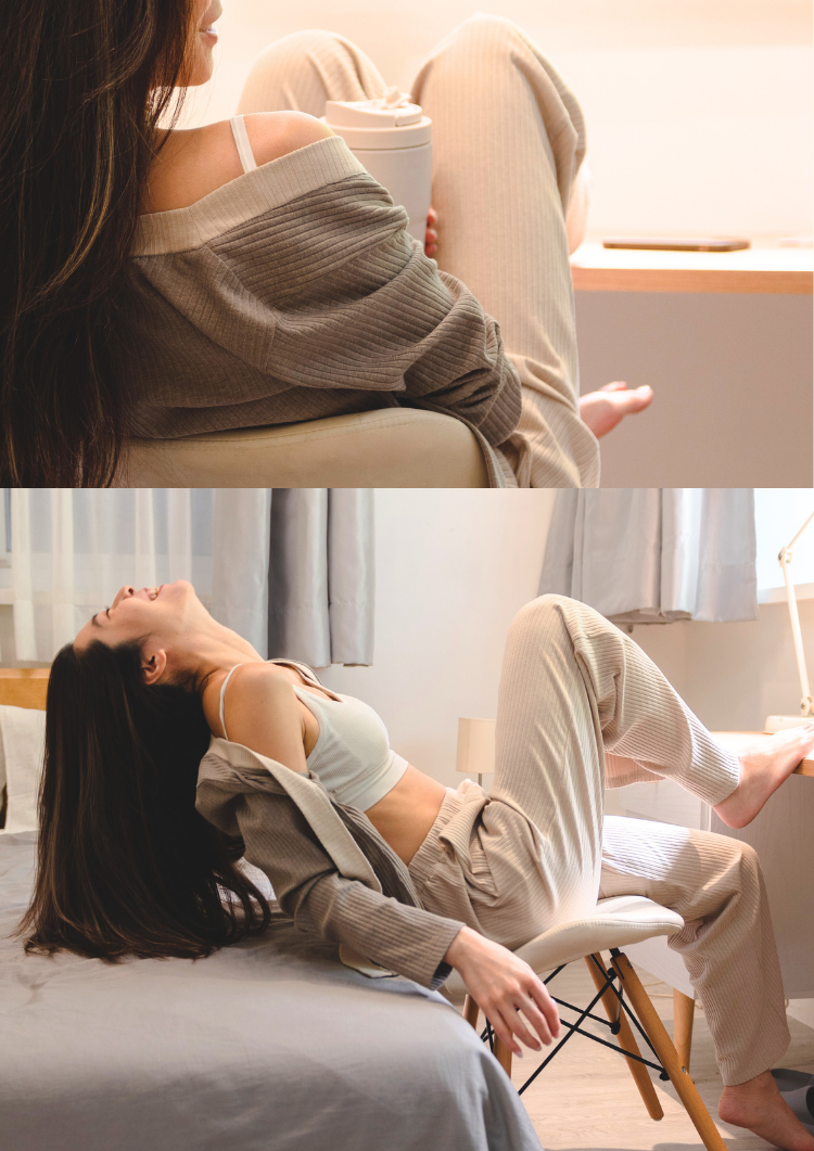 小編實穿_坑紋修身罩衫+坑紋修身寬褲