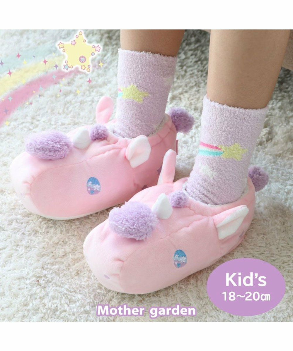 Usamomo 萌兔桃桃-室內拖鞋 獨角獸款18-20cm