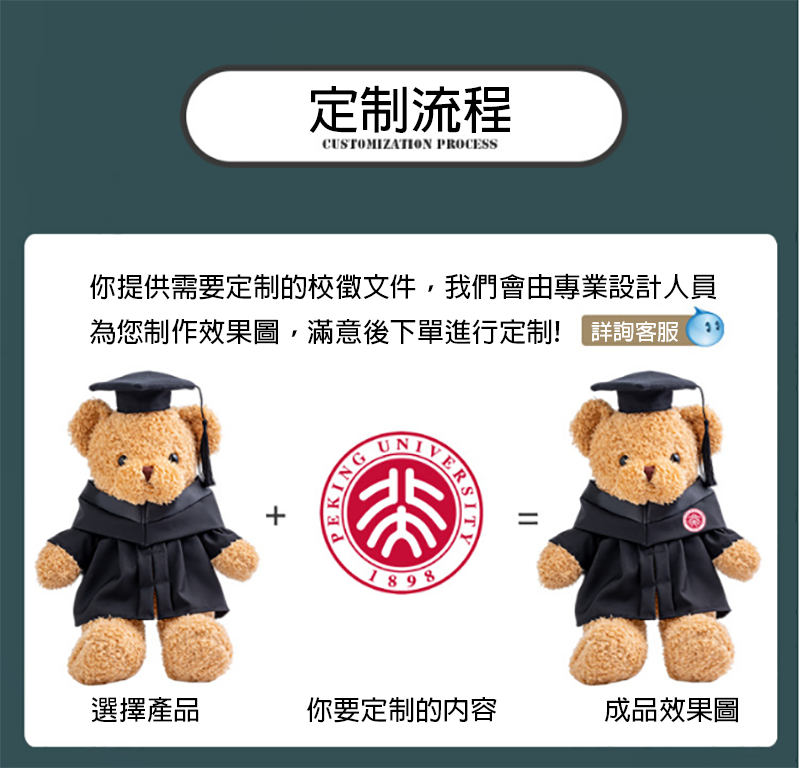 訂製學士服畢業熊40CM 升級送全彩LOGO B4565