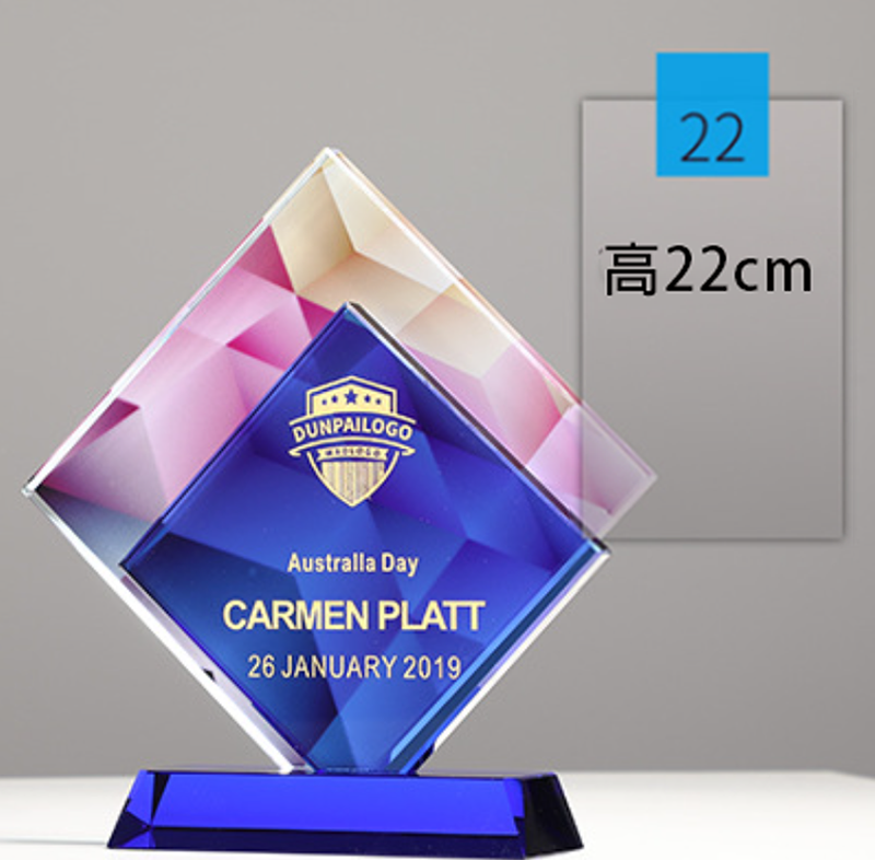 訂製榮譽彩印頒獎牌製作水晶-A22款 A22