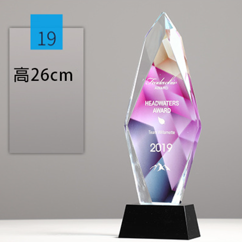 訂製榮譽彩印頒獎牌製作水晶-A19款 A19 升級送激光刻字