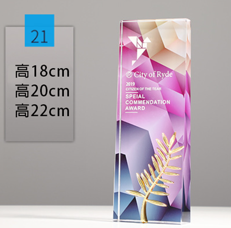 訂製榮譽彩印頒獎牌製作水晶-A21款 升級送激光刻字 A21