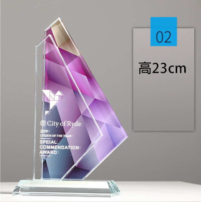 訂製榮譽彩印頒獎牌製作水晶 02款 升級送激光刻字 4567-02