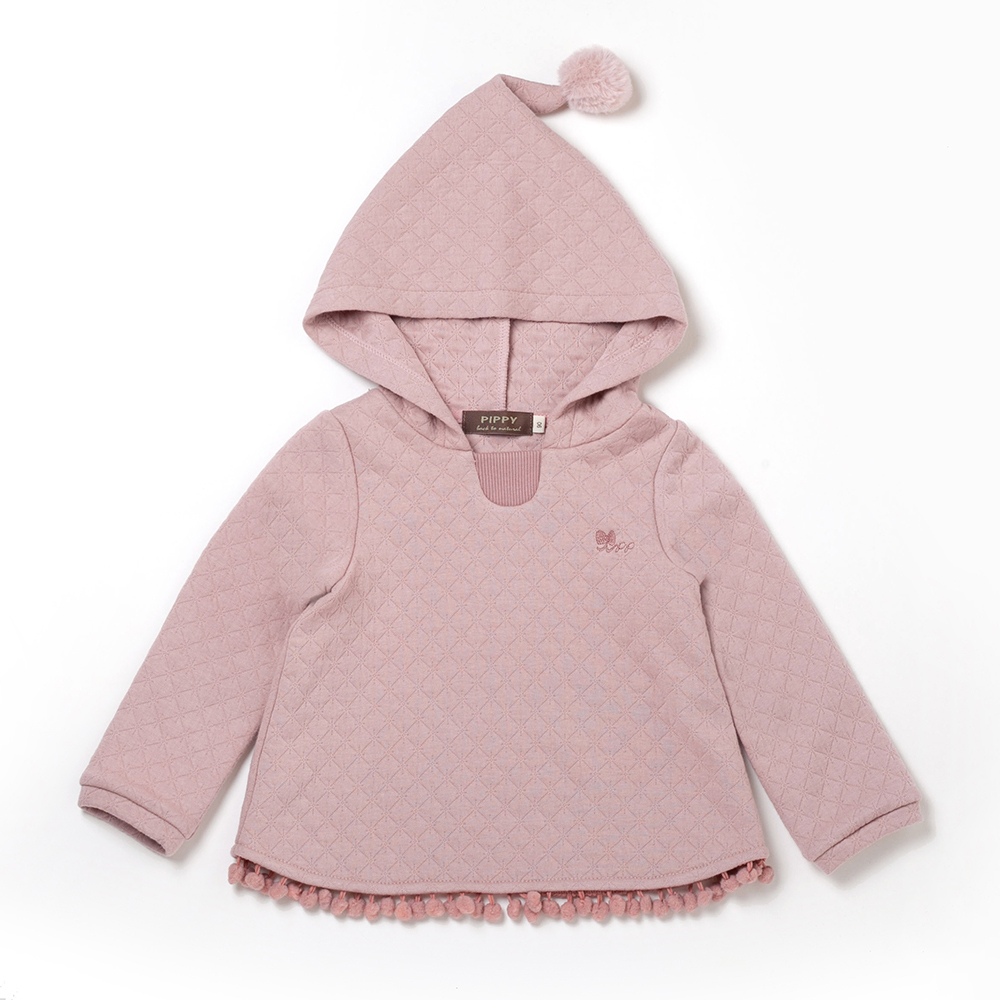 PIPPY 可愛小精靈款棉質連帽長袖上衣 粉