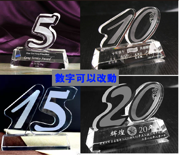 訂製數字水晶獎座 (可製作不同數字) 升級送激光刻字 523