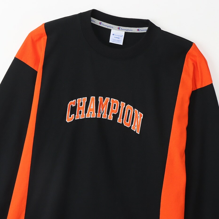 男款-ACTION STYLE寬版拼接長袖TEE-黑色（ C3-Y431-090）