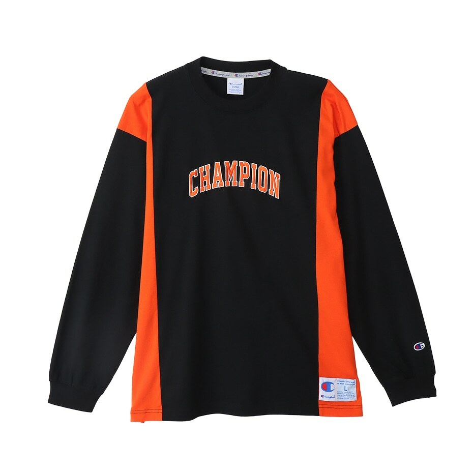 男款-ACTION STYLE寬版拼接長袖TEE-黑色（ C3-Y431-090）