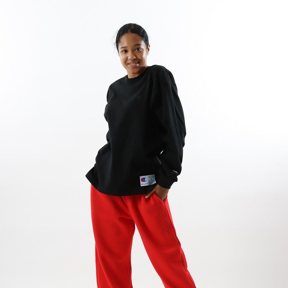 ACTION STYLE系列 男款 寬版素色長袖TEE(黑)