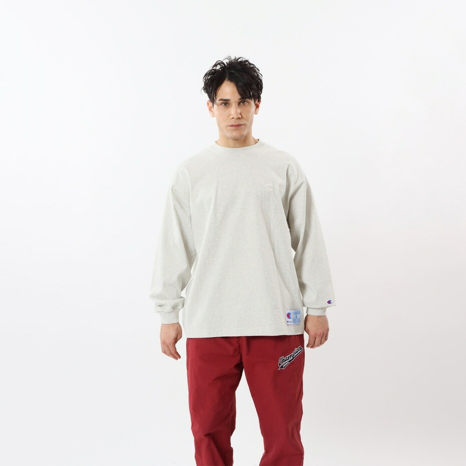 ACTION STYLE系列 男款 寬版素色長袖TEE(米)