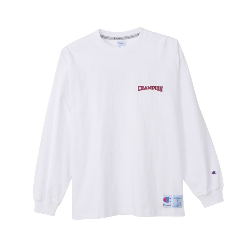 男款-ACTION STYLE 寬版刺繡長袖TEE-白色（C3-Y409-010）