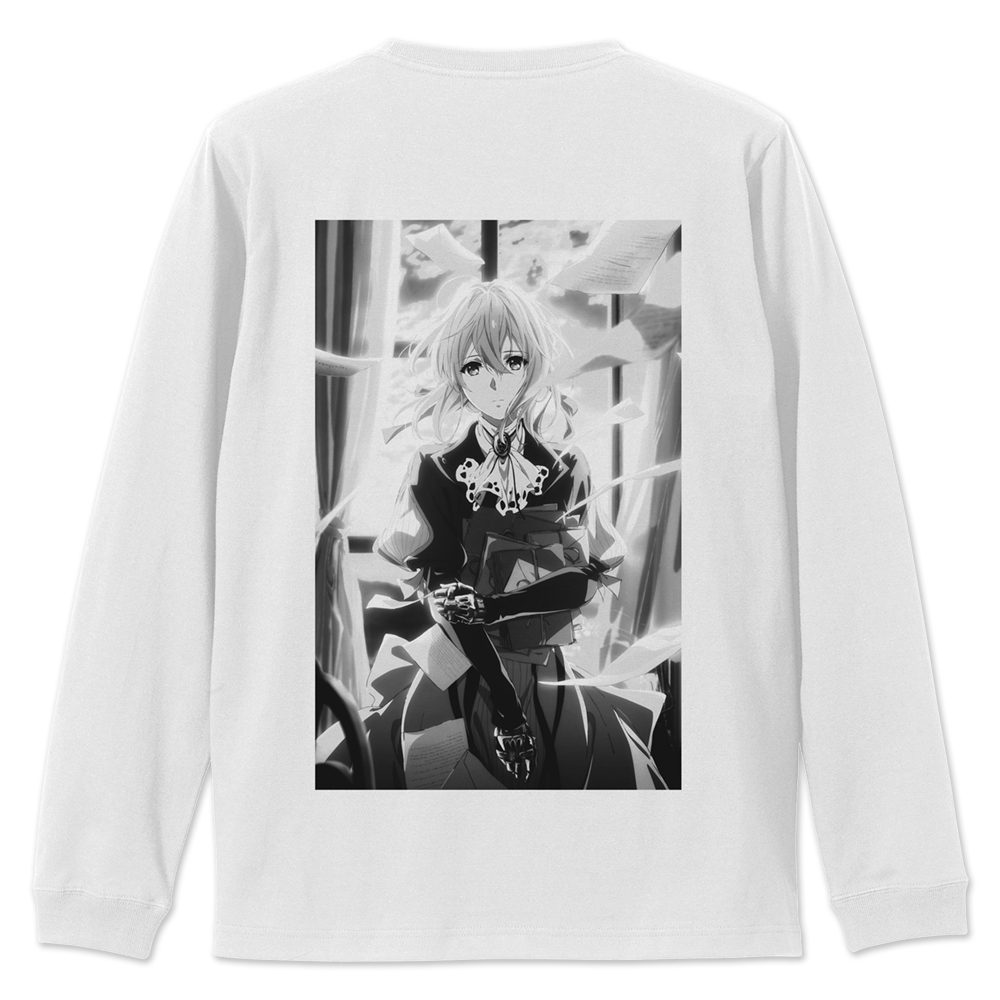 Cospa 0324 ｳﾞｧｲｵﾚｯﾄ･ｴｳﾞｧｰｶﾞｰﾃﾞﾝ ﾛﾝｸﾞｽﾘｰﾌﾞTｼｬﾂ/WHITE