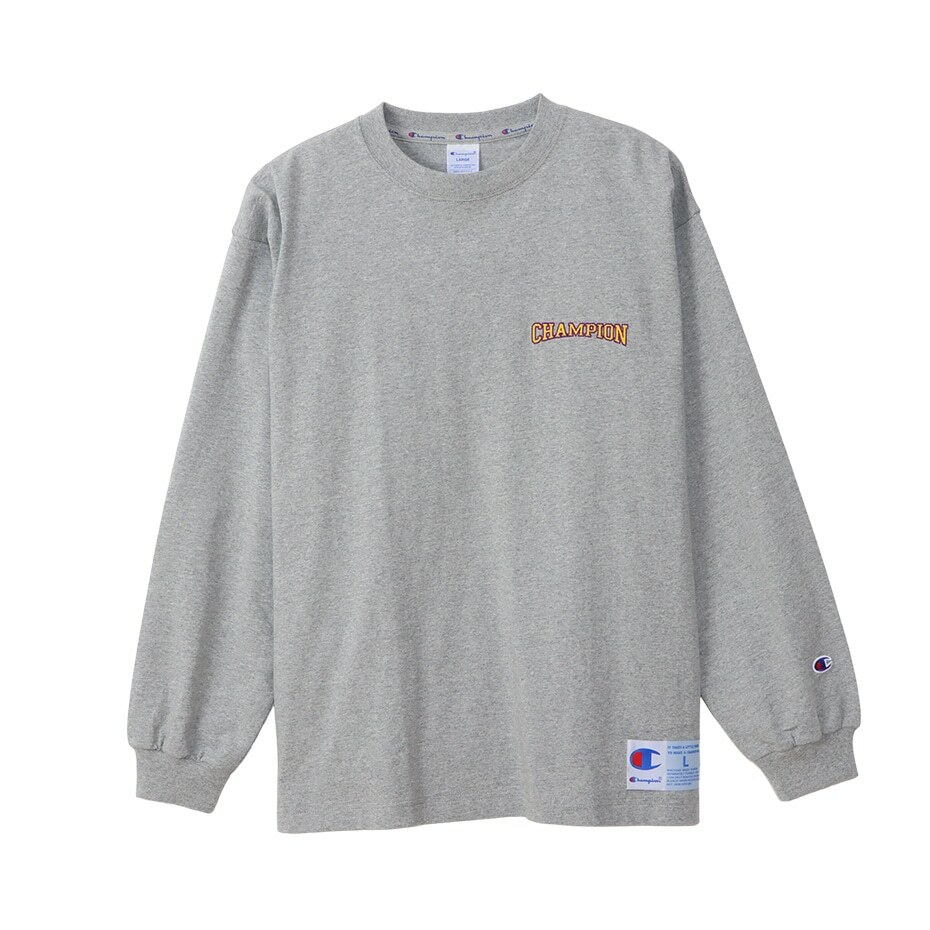 男款-ACTION STYLE 寬版刺繡長袖TEE-灰色（C3-Y409-070）