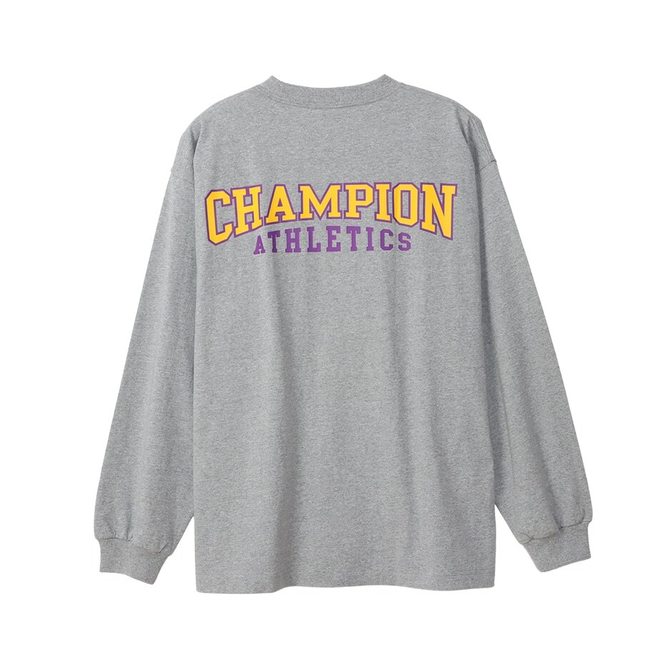 男款-ACTION STYLE 寬版刺繡長袖TEE-灰色（C3-Y409-070）