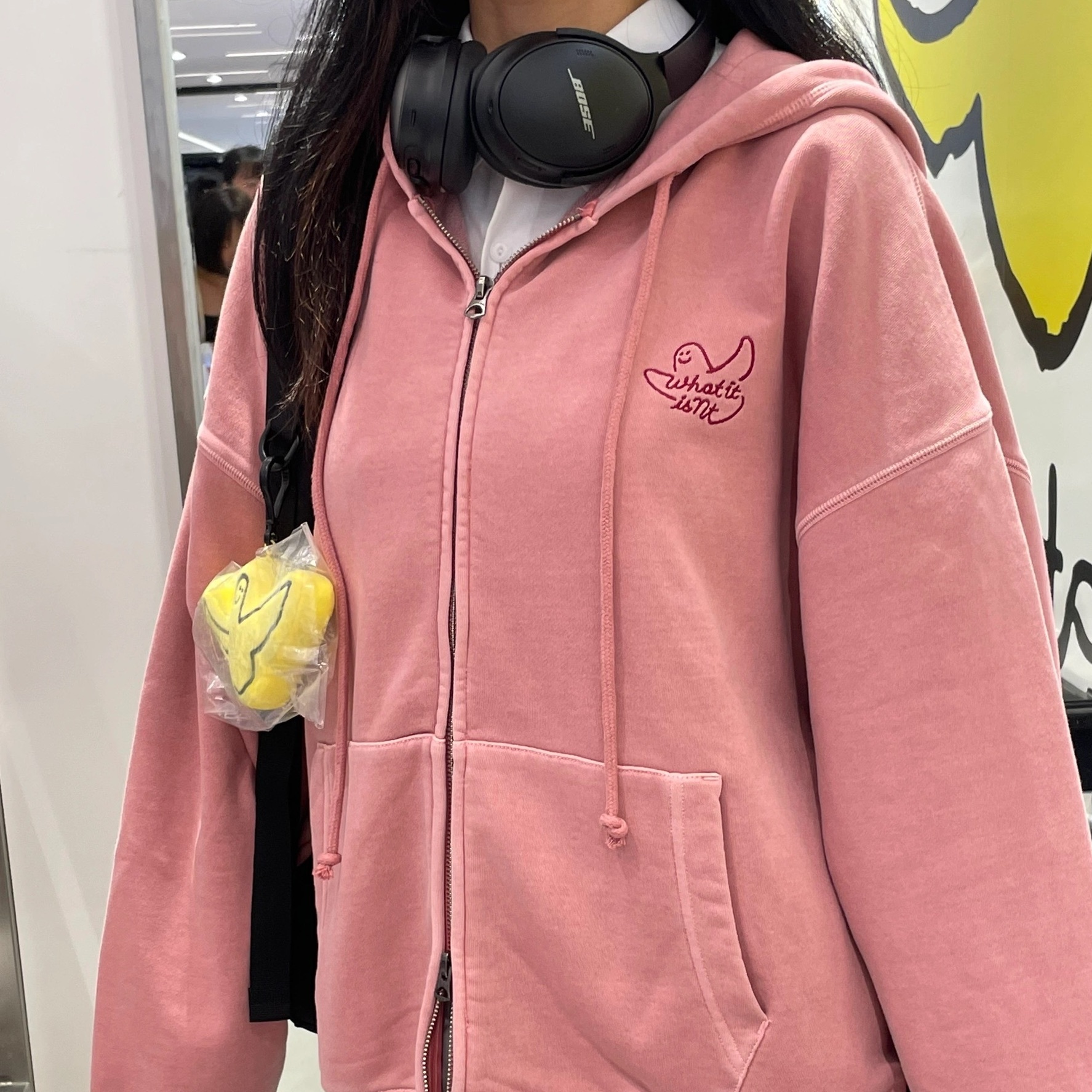 🇰🇷 WHATITISNT 小天使 小飛人 水洗外套 連帽外套 雙拉鍊 刺繡 霧霾藍 / 現貨✨