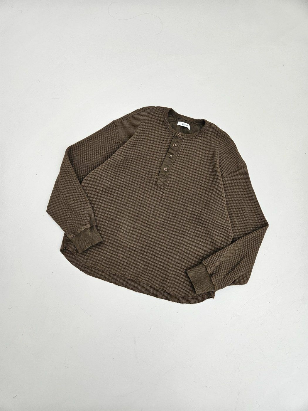 淨色暗格紋半開胸長袖衫 SPECTOR-027T