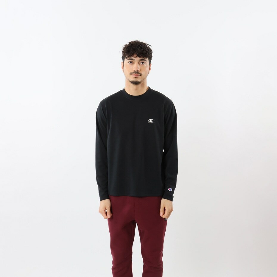 男款-SPORTS 簡約素色快乾長袖TEE-黑（ C3-YS405-090）