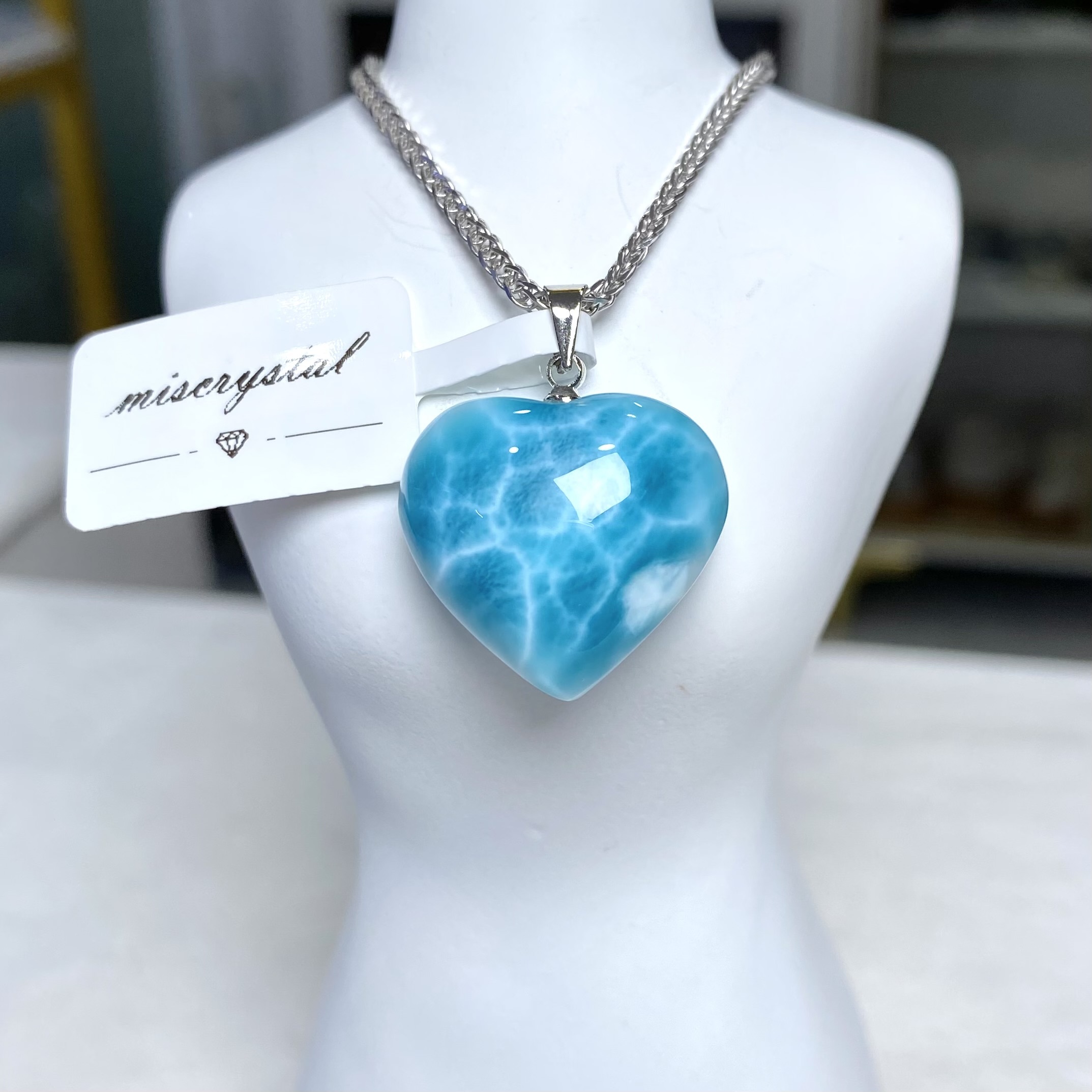 拉利瑪石(海紋石)吊墜 #A306