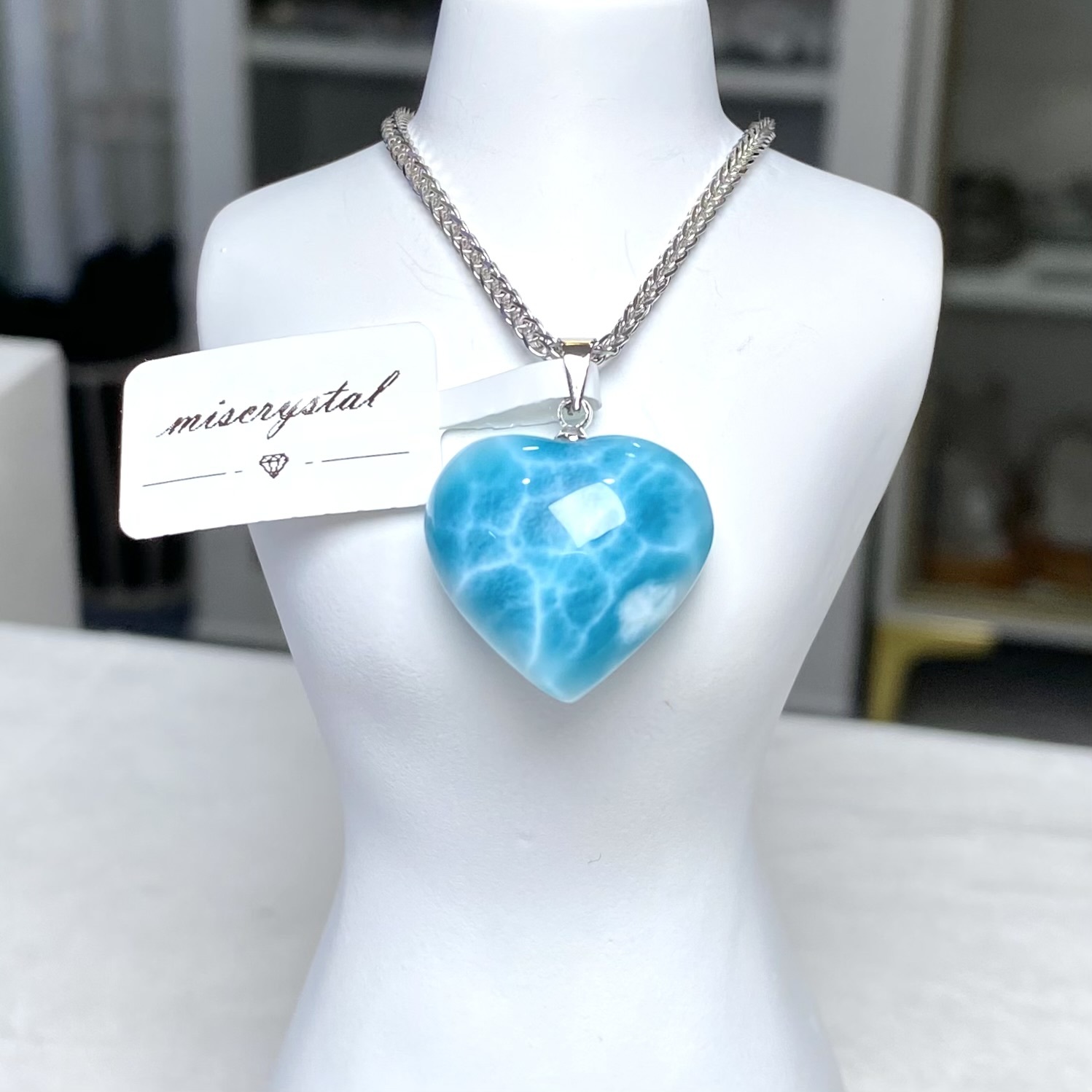 拉利瑪石(海紋石)吊墜 #A306