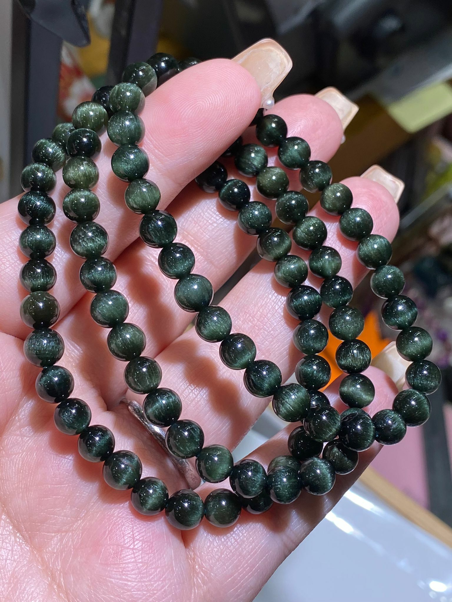 6-6.2mm頂級貓眼順髮綠髮晶