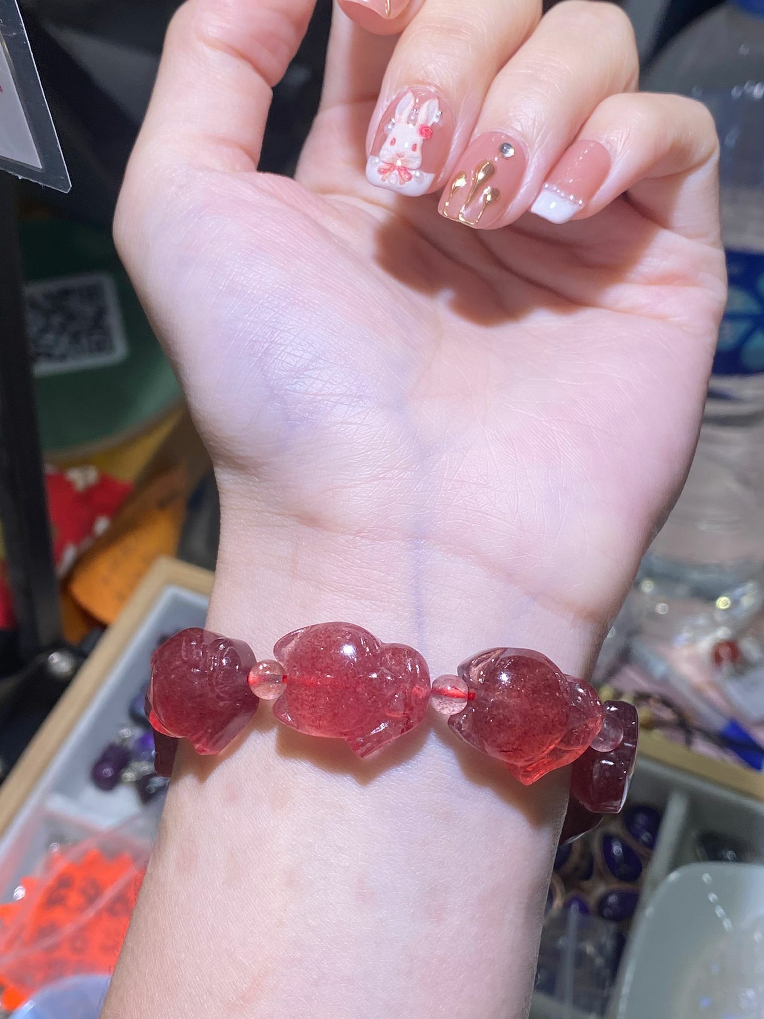 頂級血紅草莓小狐仙手串
