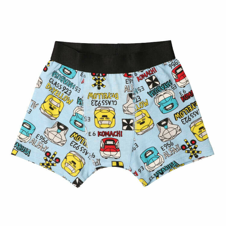 Moujonjon JR 新幹線列車圖案平角短褲 - 藍色