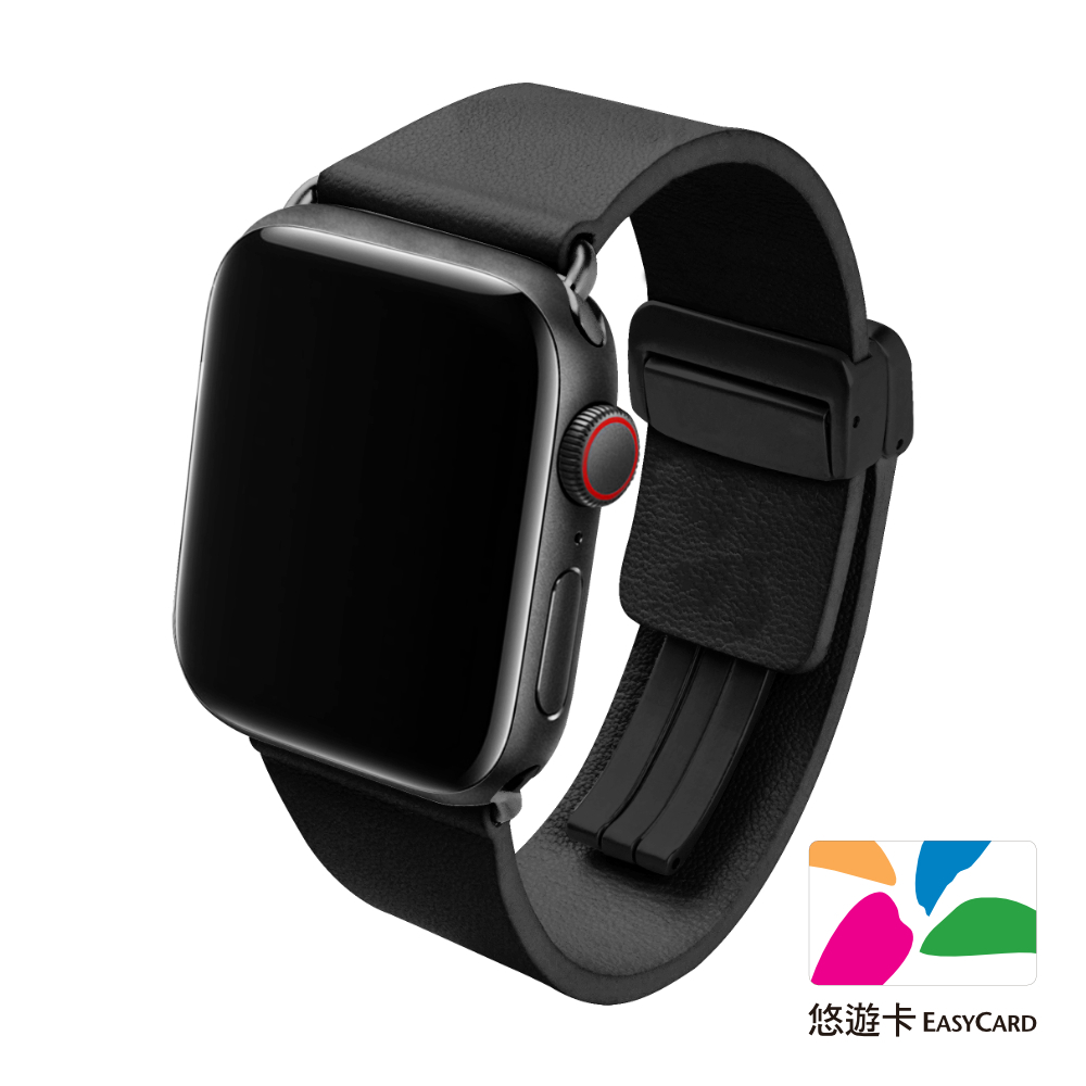 Apple Watch 皮革悠遊卡錶帶_經典黑