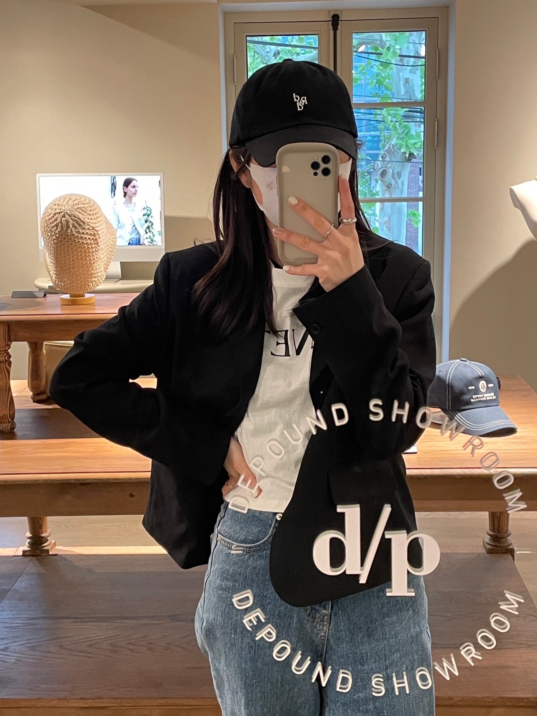 #現貨供應 depound 素色小標老帽 黑色／深藍