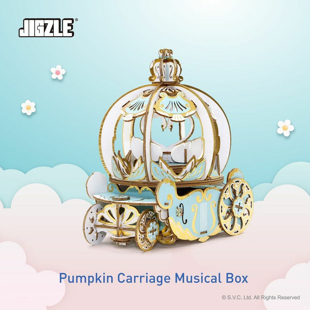 JIGZLE (E) 3D PLYWOOD PUZZLE - Musical Pumpkin Coach(Ring Holder)