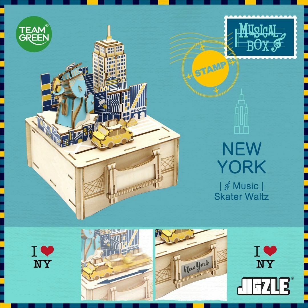 Jigzle 3D Plywood Puzzle - Musical Box: New York