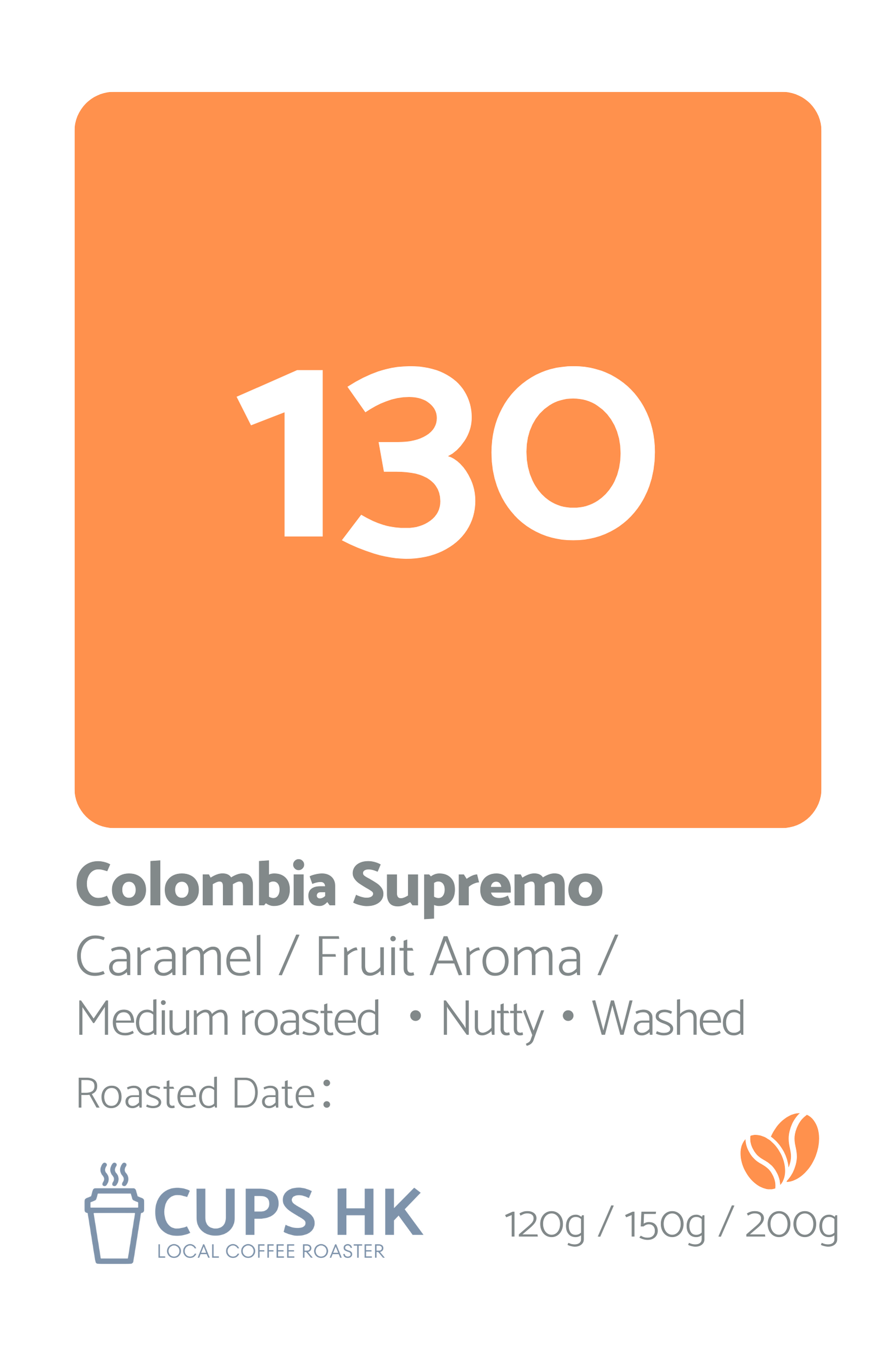 130 : Colombia Supremo SC17/19 ．哥倫比亞精選咖啡豆