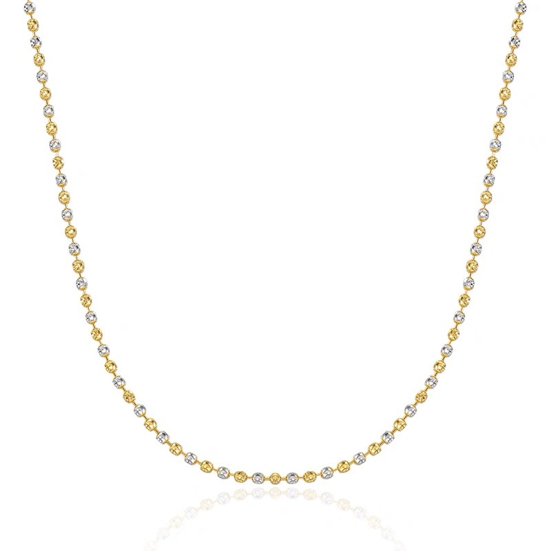 18K雙色金鐳射珠項鏈