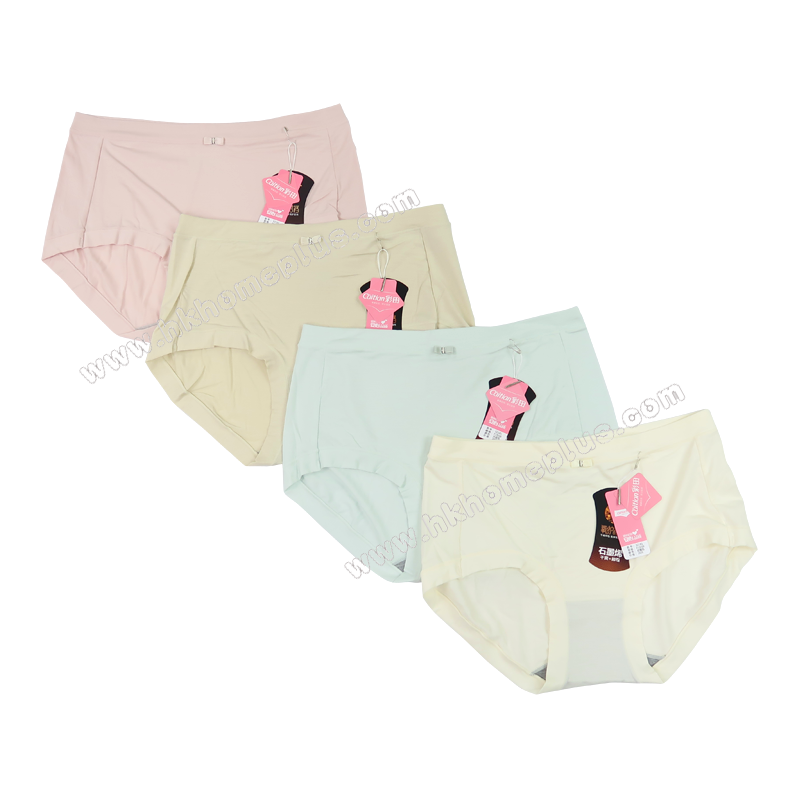 3條裝 彩田牌: 女裝透氣中腰淨色內褲