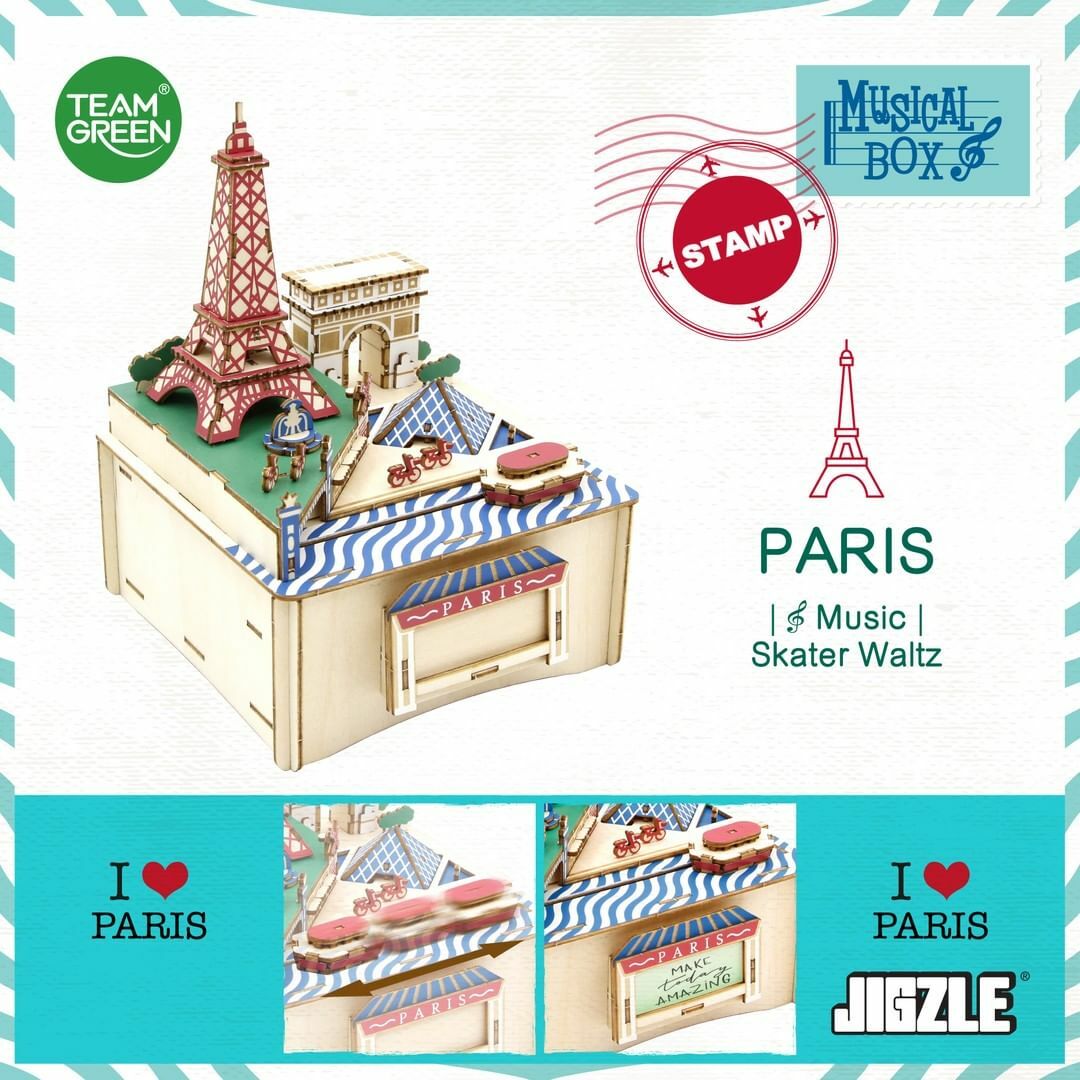 JIGZLE (E) 3D PLYWOOD PUZZLE - Musical Box: Paris