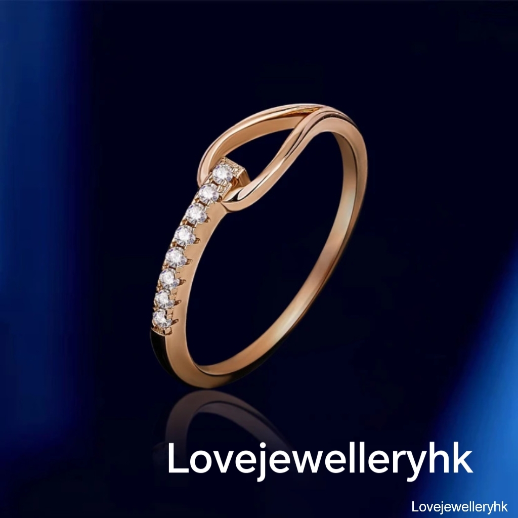 玫瑰金色音符莫桑鑽戒    R023